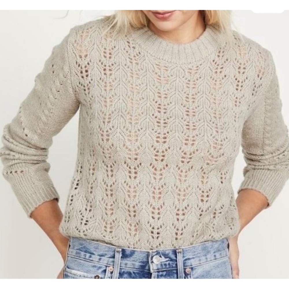 English Factory Eyelet Fuzzy Sweater XS Timeless Wool‎ Bl Heathered Gray end